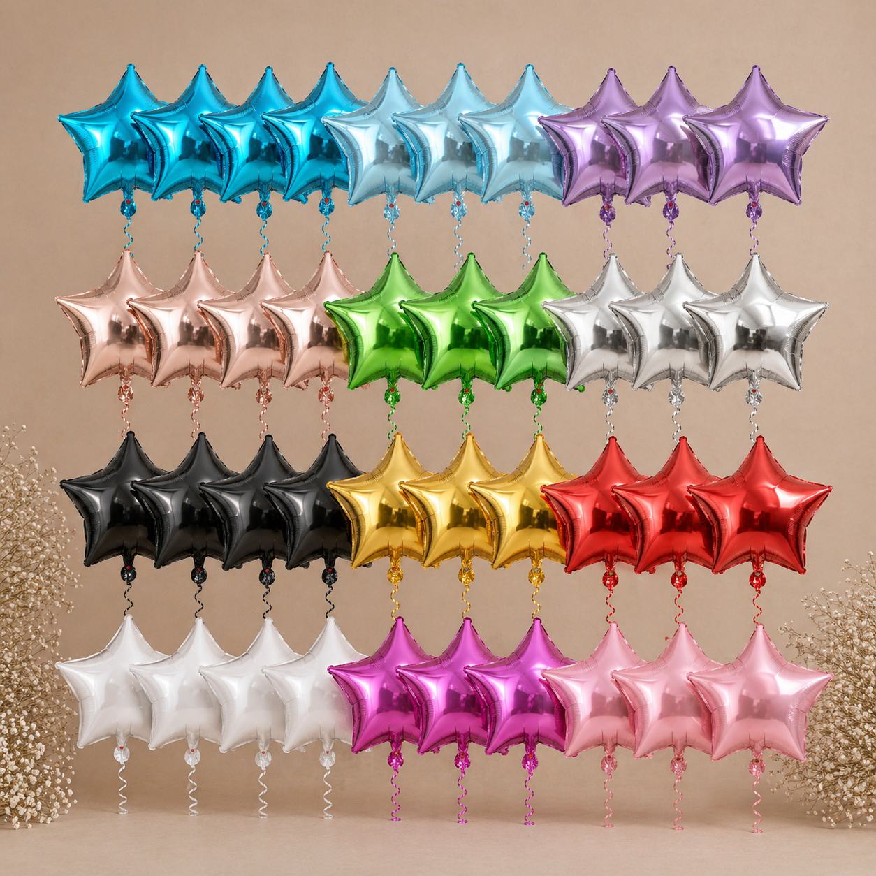 3 Globos metálicos estrella 18 pulgadas